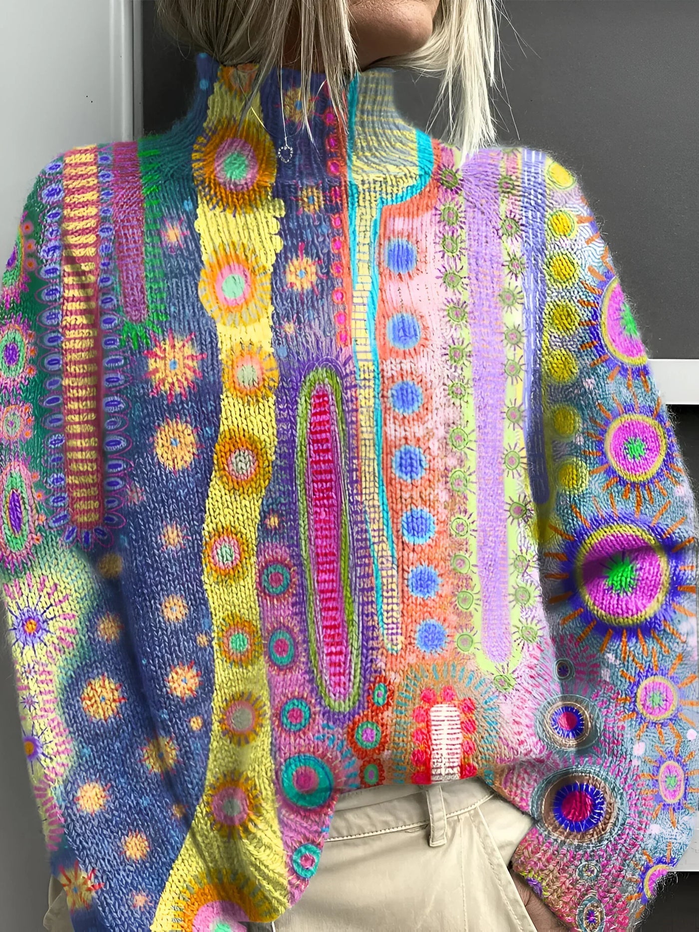 Beryl – Colorful Knitted Turtleneck Sweater