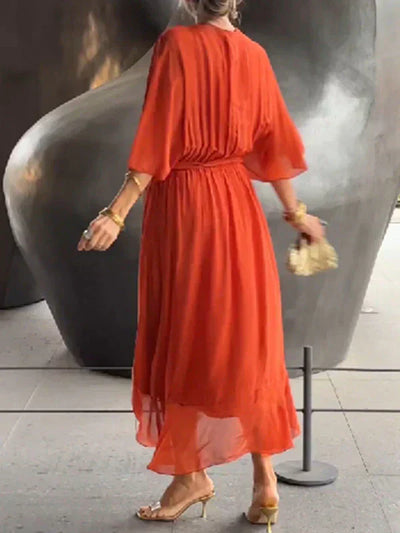 Emily| Whisper-Soft V-Neck Silk Dress
