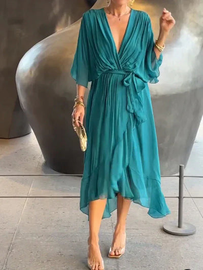 Emily| Whisper-Soft V-Neck Silk Dress
