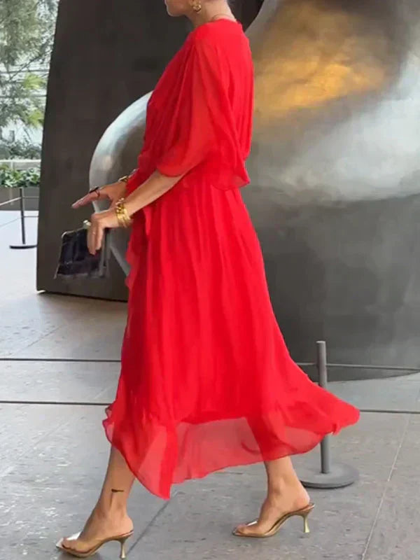 Emily| Whisper-Soft V-Neck Silk Dress
