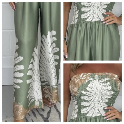Elani- Elegant Strapless Printed Jumpsuit