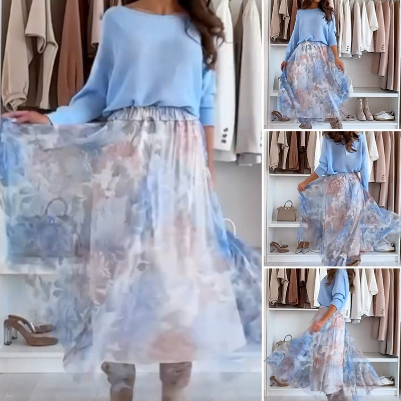 Emma's Blue Set: Bow-Back Top & Tulle Skirt