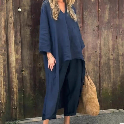 ABEERA | 2 PIECE SET WITH LOOSE POCKETS AND V NECK