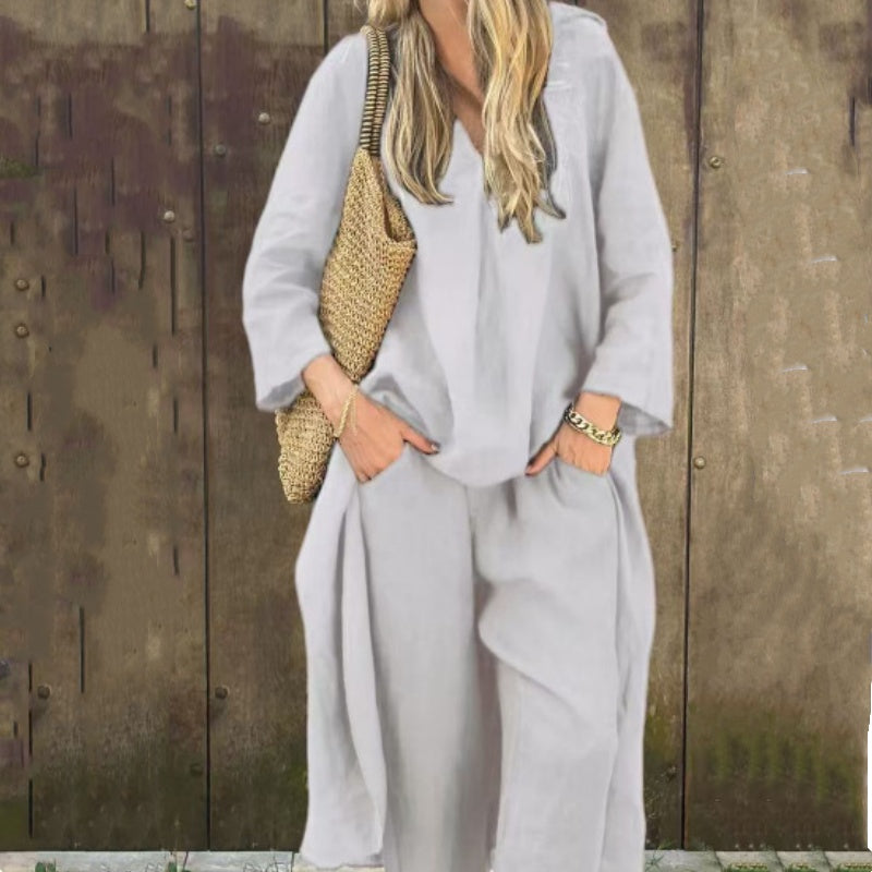 ABEERA | 2 PIECE SET WITH LOOSE POCKETS AND V NECK