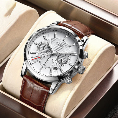 Fashionable leather military watch