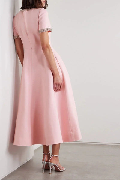 Ella Bowknot Crystal-embellished Midi Dress